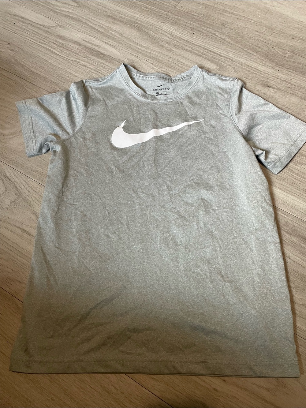 Nike Silver Short Sleeve Tee with White Swoosh
